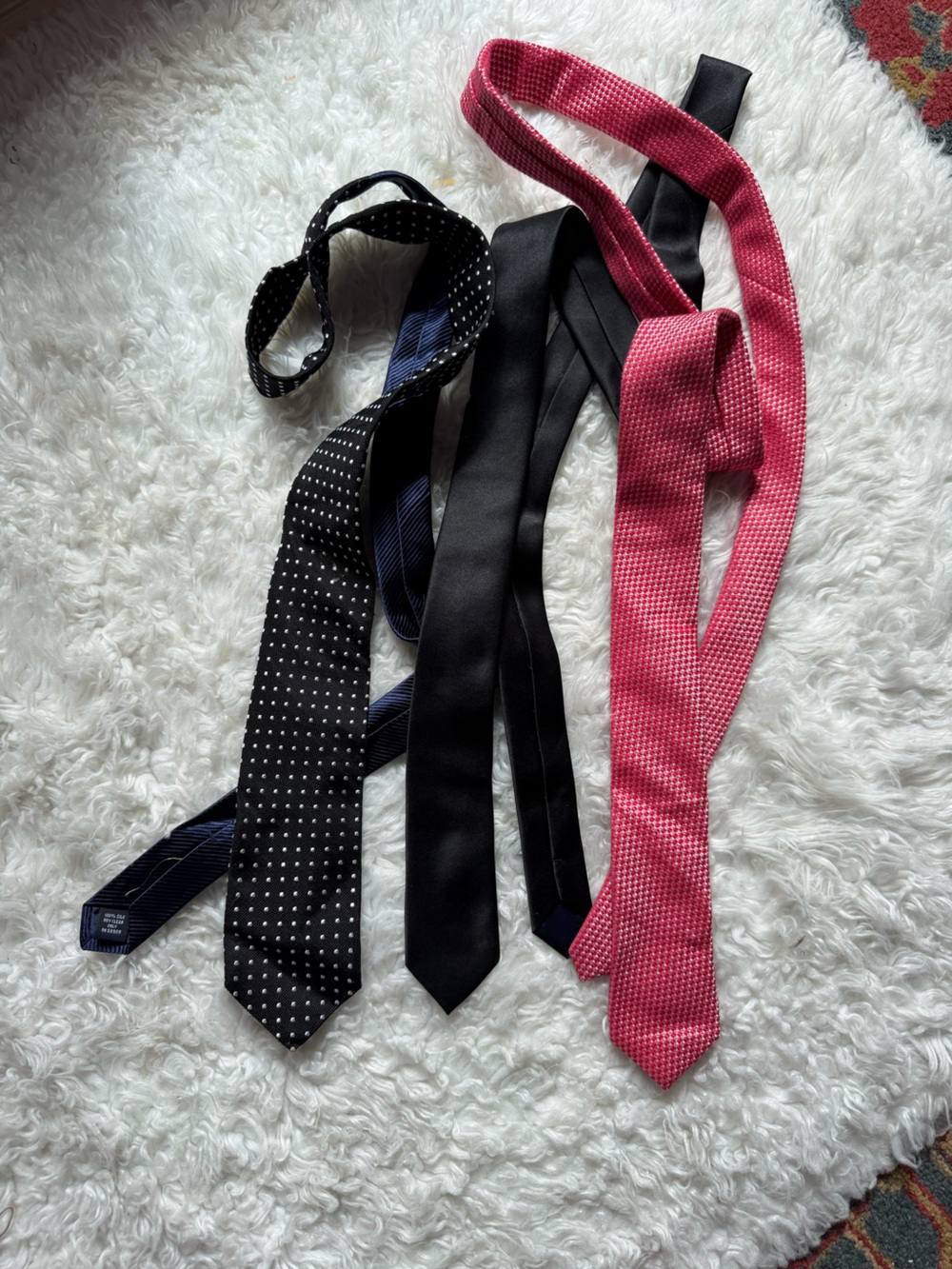 Men's Necktie Trio - Pink, Black, Navy Penguin Umo Lorenzo Roundtree York